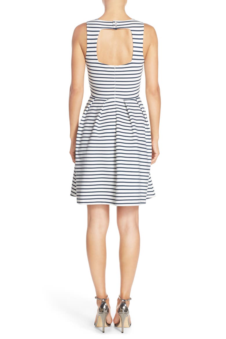 Ming Stripe Fit & Flare Dress, Alternate, color, NAVY/ WHITE