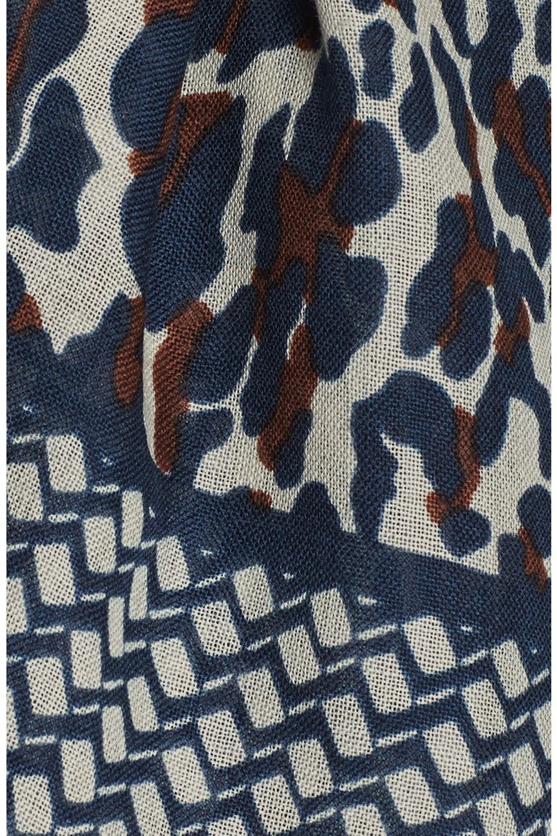 'Reva - Leopard' Wool Gauze Scarf, Alternate, color, NAVY MULTI