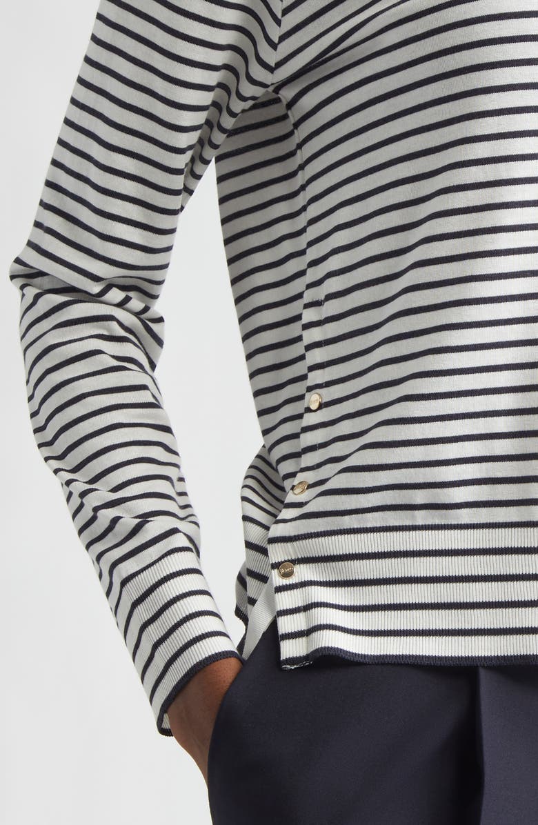 Herno Stripe Lyocell & Cotton Sweater, Alternate, color, 1092 White To Navy