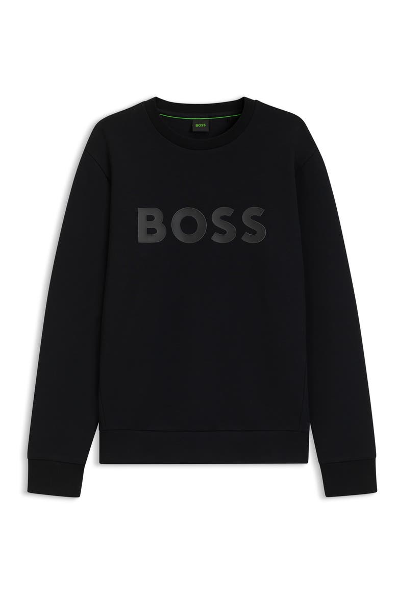 Salbo Tonal Logo Crewneck Sweatshirt, Alternate, color, BLACK