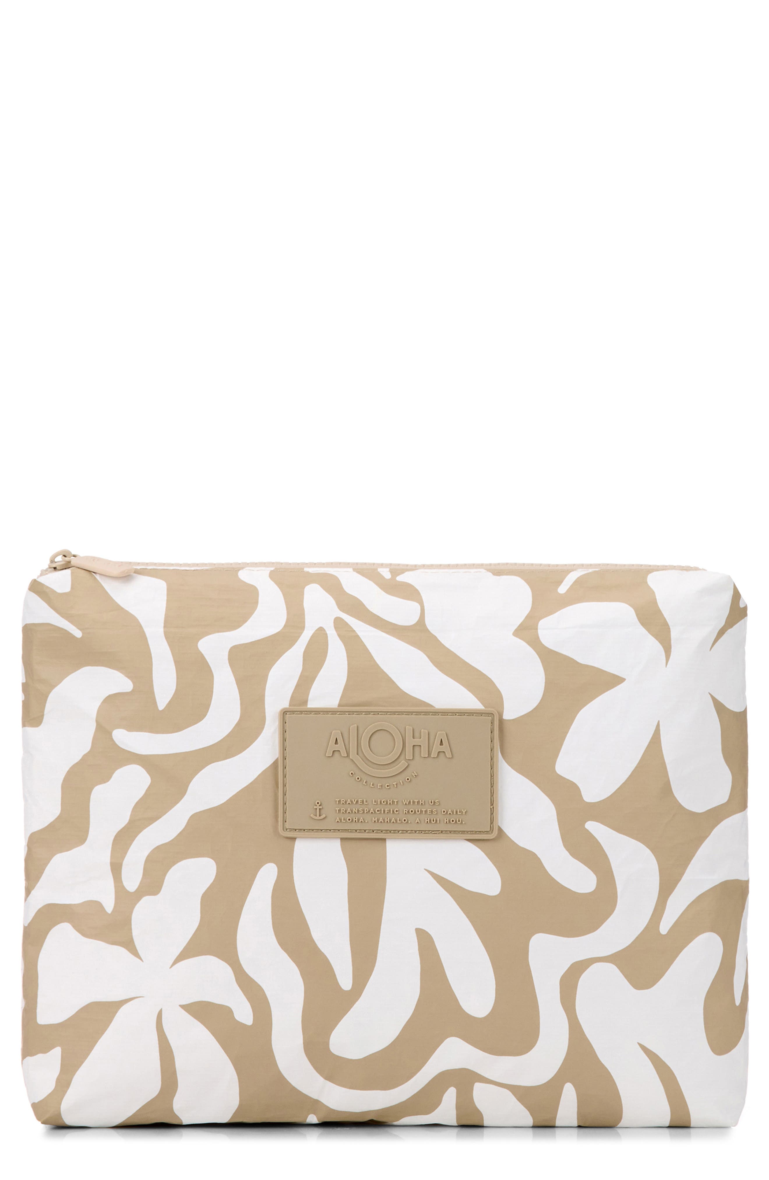 Aloha Collection Mid Float Water Resistant Zip Pouch, Main, color, Latte
