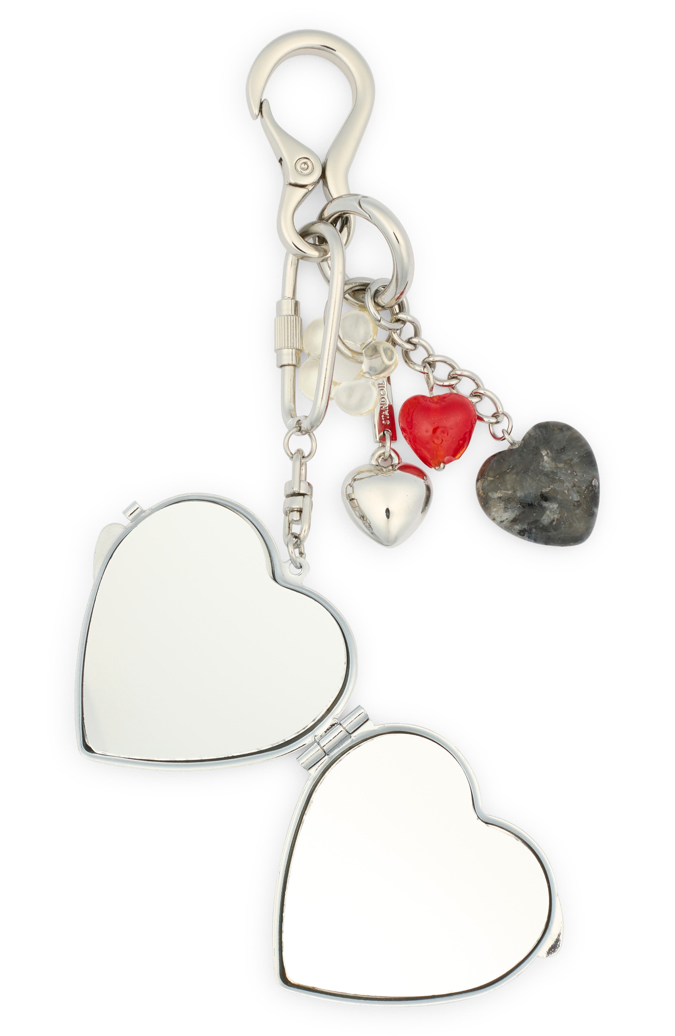 Stand Oil Mirror Heart Charm Key Ring, Alternate, color, 