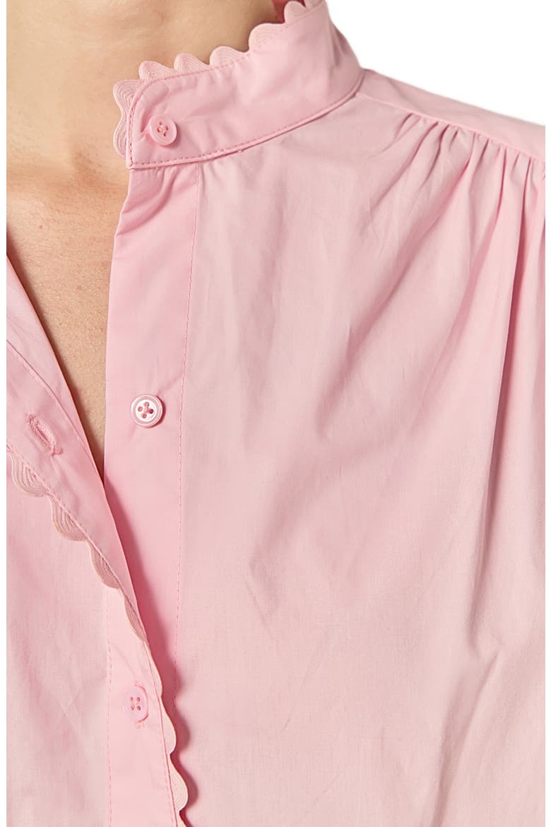 Rickrack Trim Button-Up Cotton Shirt, Alternate, color, PINK