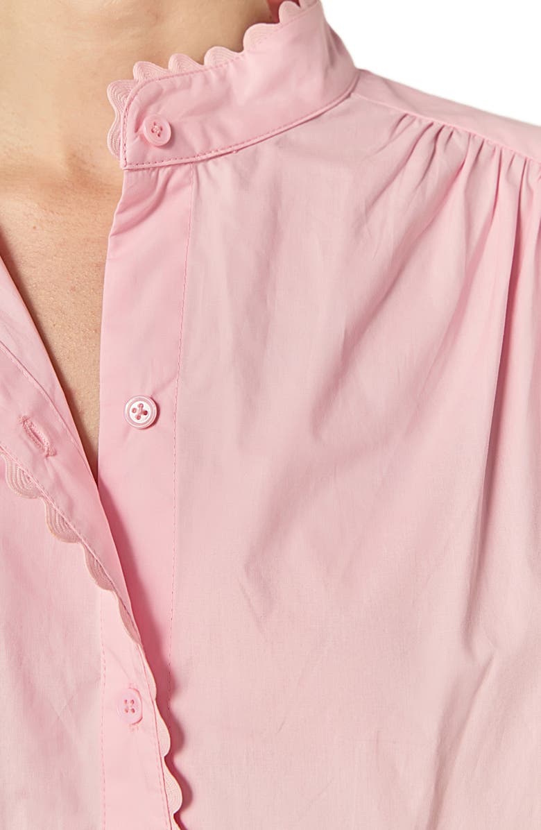 English Factory Rickrack Trim Button-Up Cotton Shirt, Alternate, color, Pink