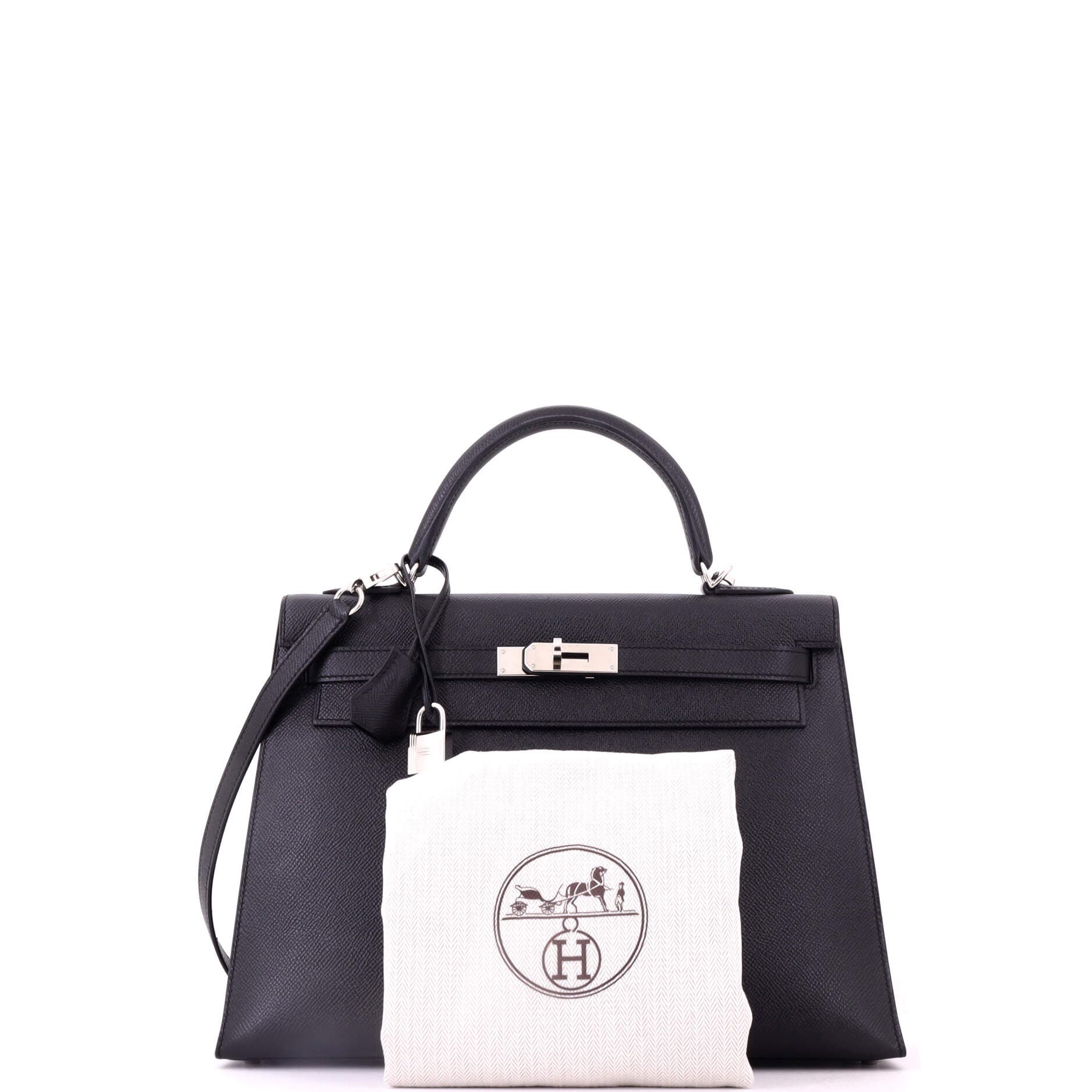 Kelly Handbag Black Epsom with Palladium Hardware 32, Alternate, color, Noir