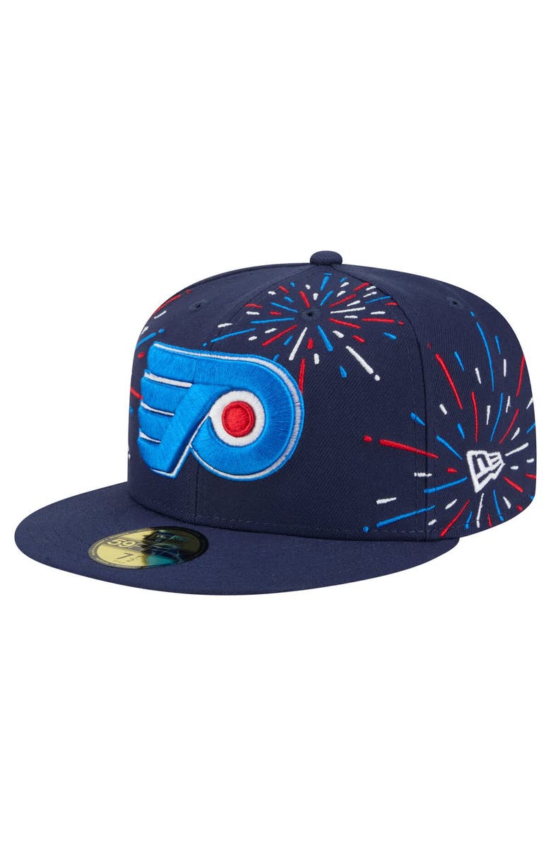 New Era Men's New Era Navy Philadelphia Flyers Americana Fireworks 59FIFTY Fitted Hat, Alternate, color, Navy