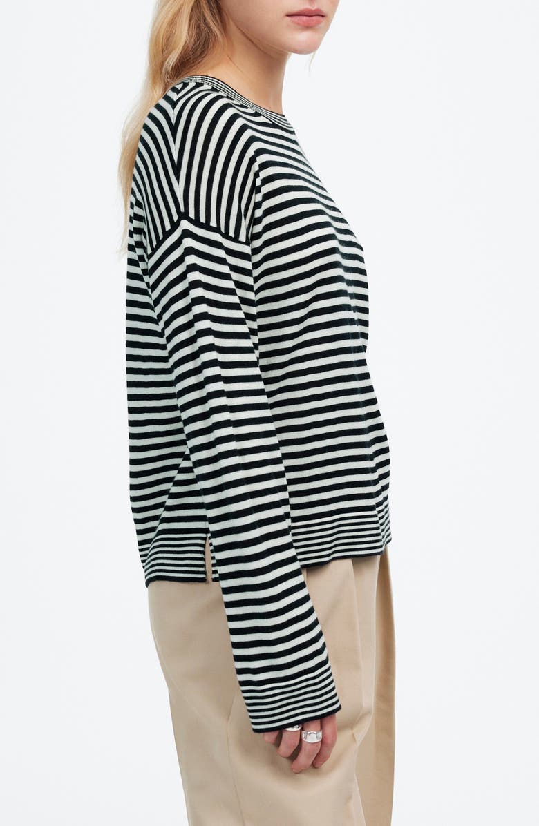 Madewell Stripe Merino Wool & Silk Crewneck Sweater, Alternate, color,