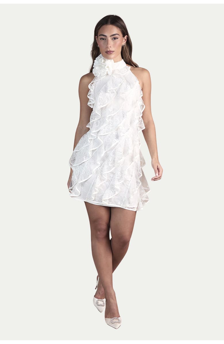 Coast Lace Frill Mini Bridal Dress, Alternate, color, Ivory