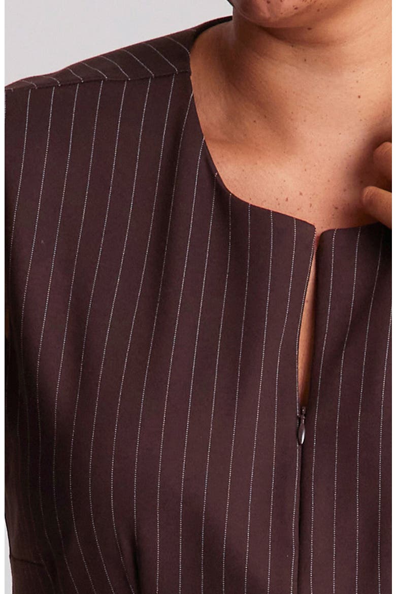 Marley Pinstripe Zip Vest, Alternate, color, CHOC STRIPE