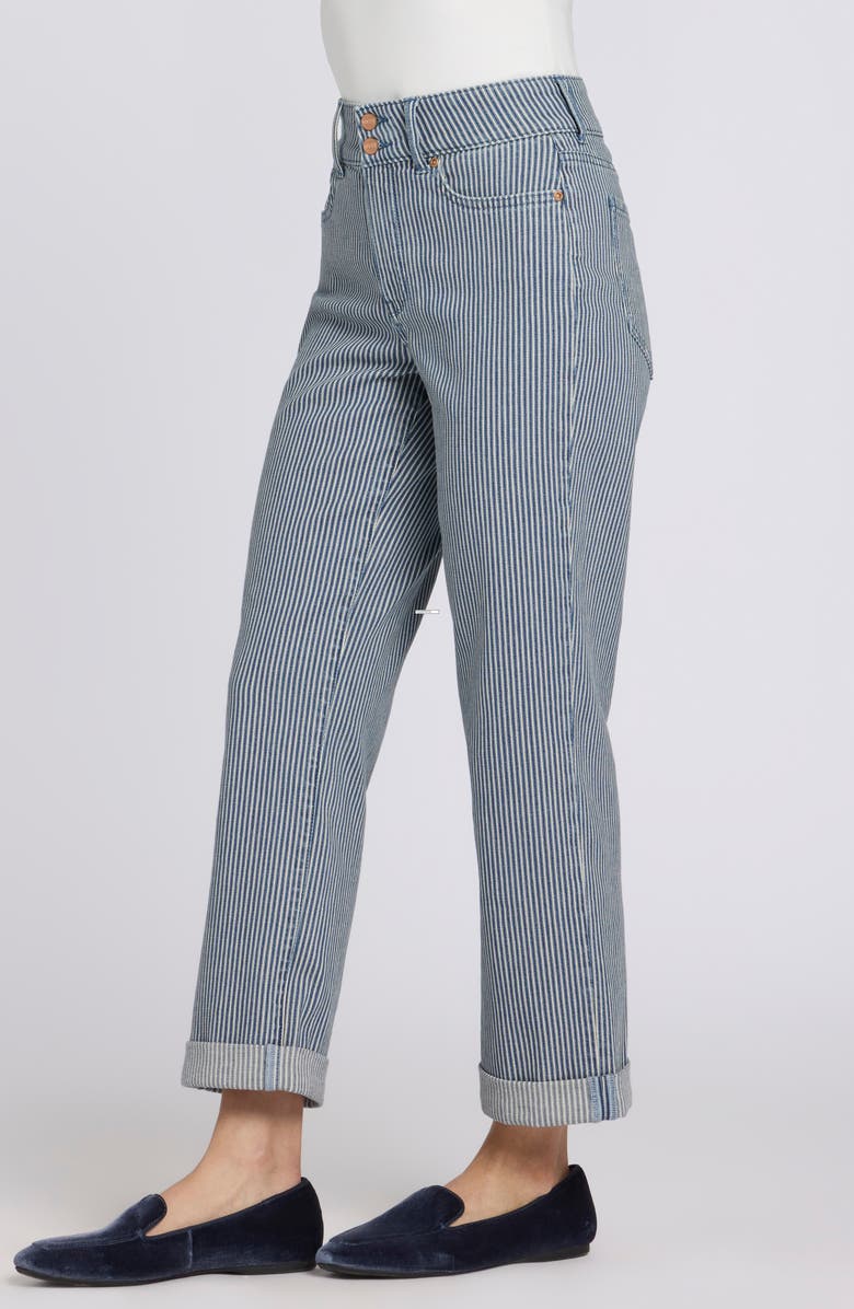 NYDJ Bailey Stripe High Waist Crop Relaxed Straight Leg Jeans, Alternate, color, Malaga Stripe