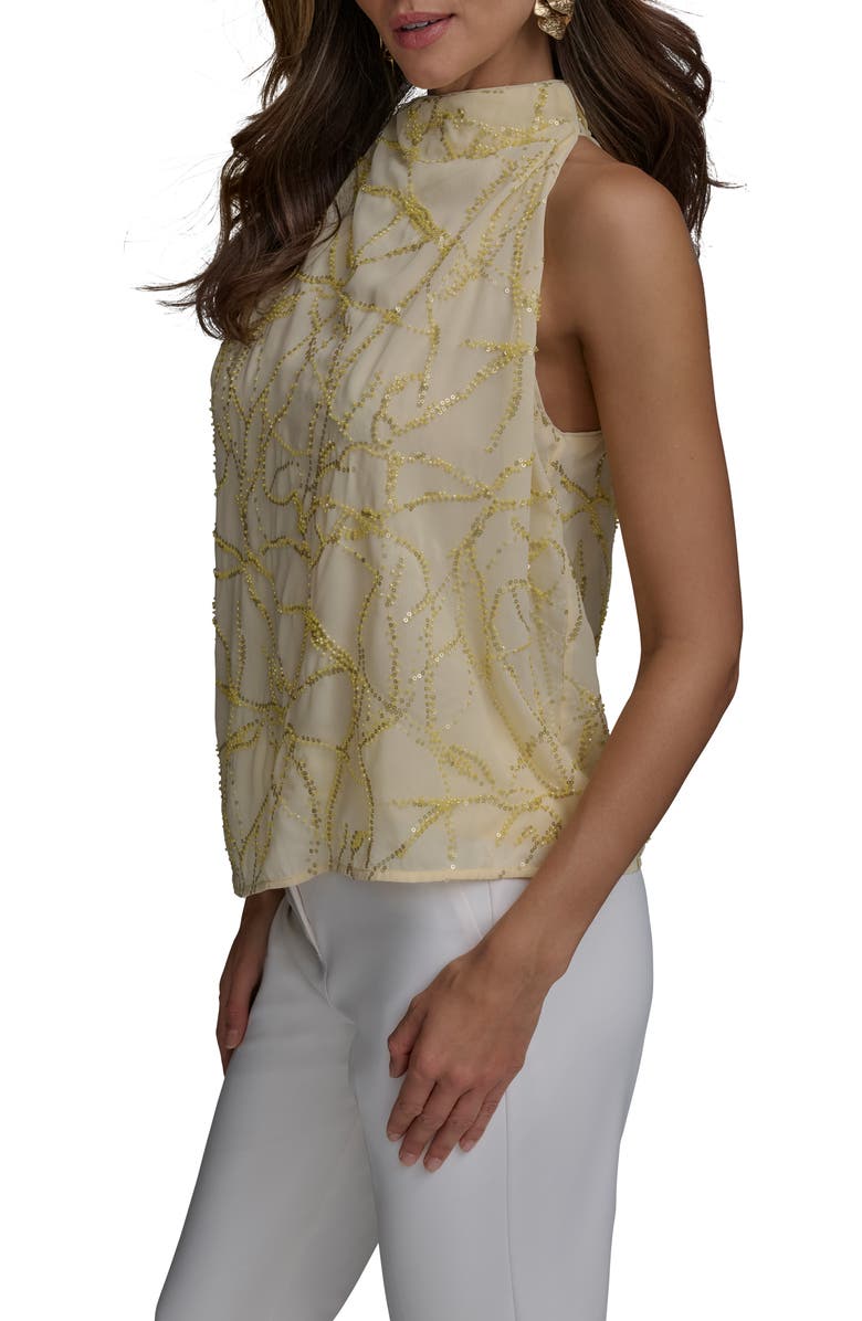 Donna Karan New York Embellished Cutaway Shoulder Top, Alternate, color, 