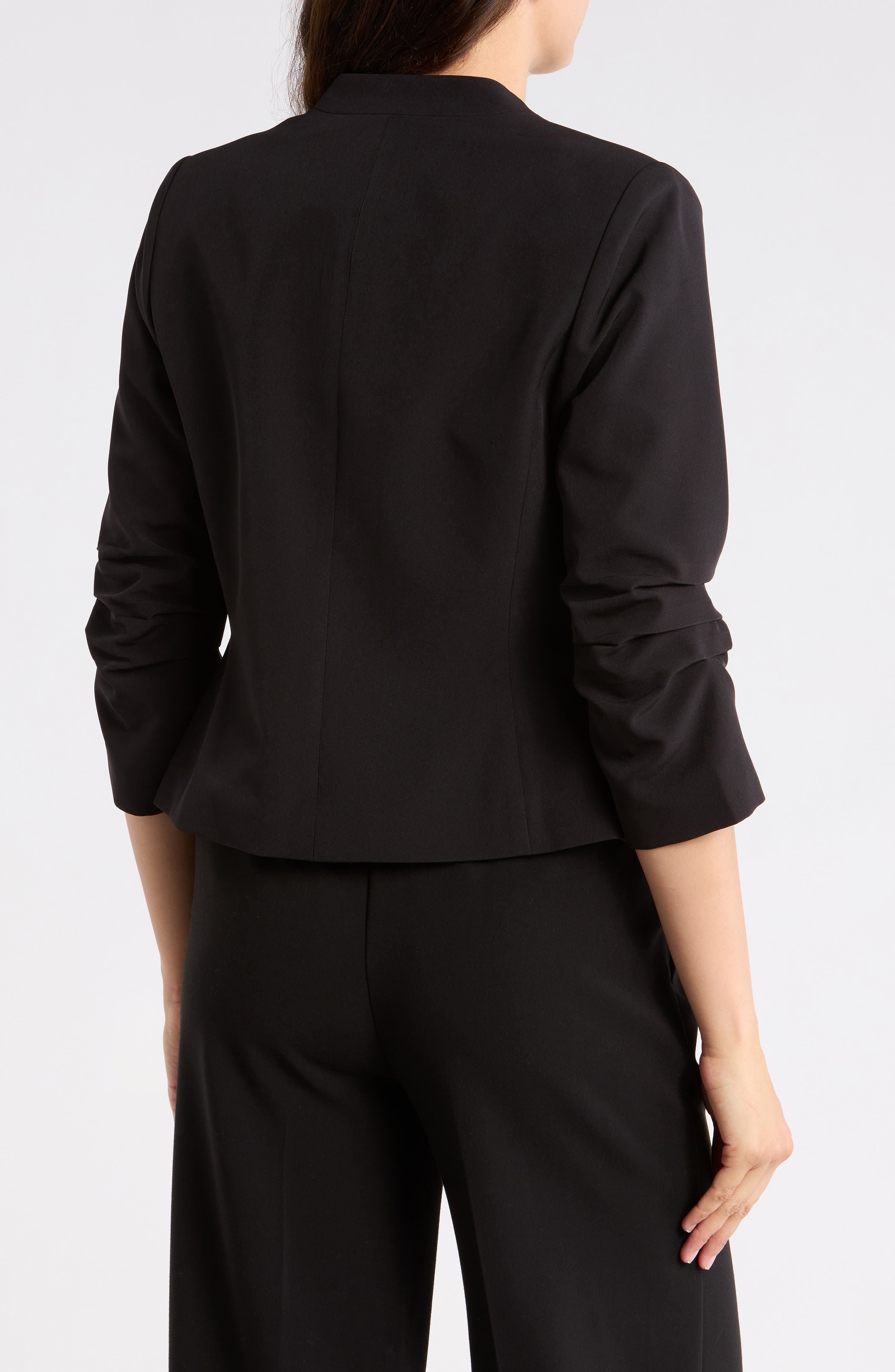 Ruched Sleeve One-Button Blazer - image 2