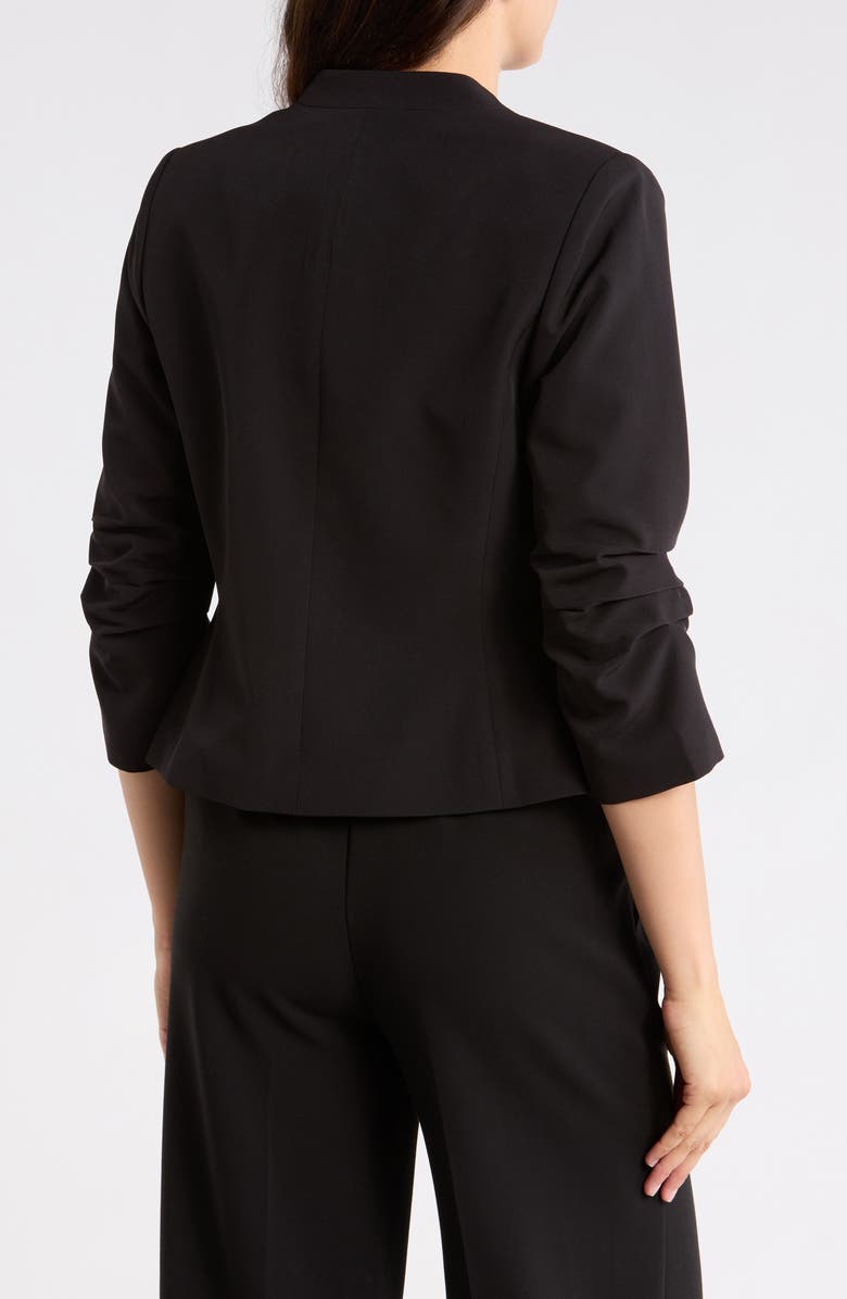 Gemma + Jane Ruched Sleeve One-Button Blazer, Alternate, color, Black