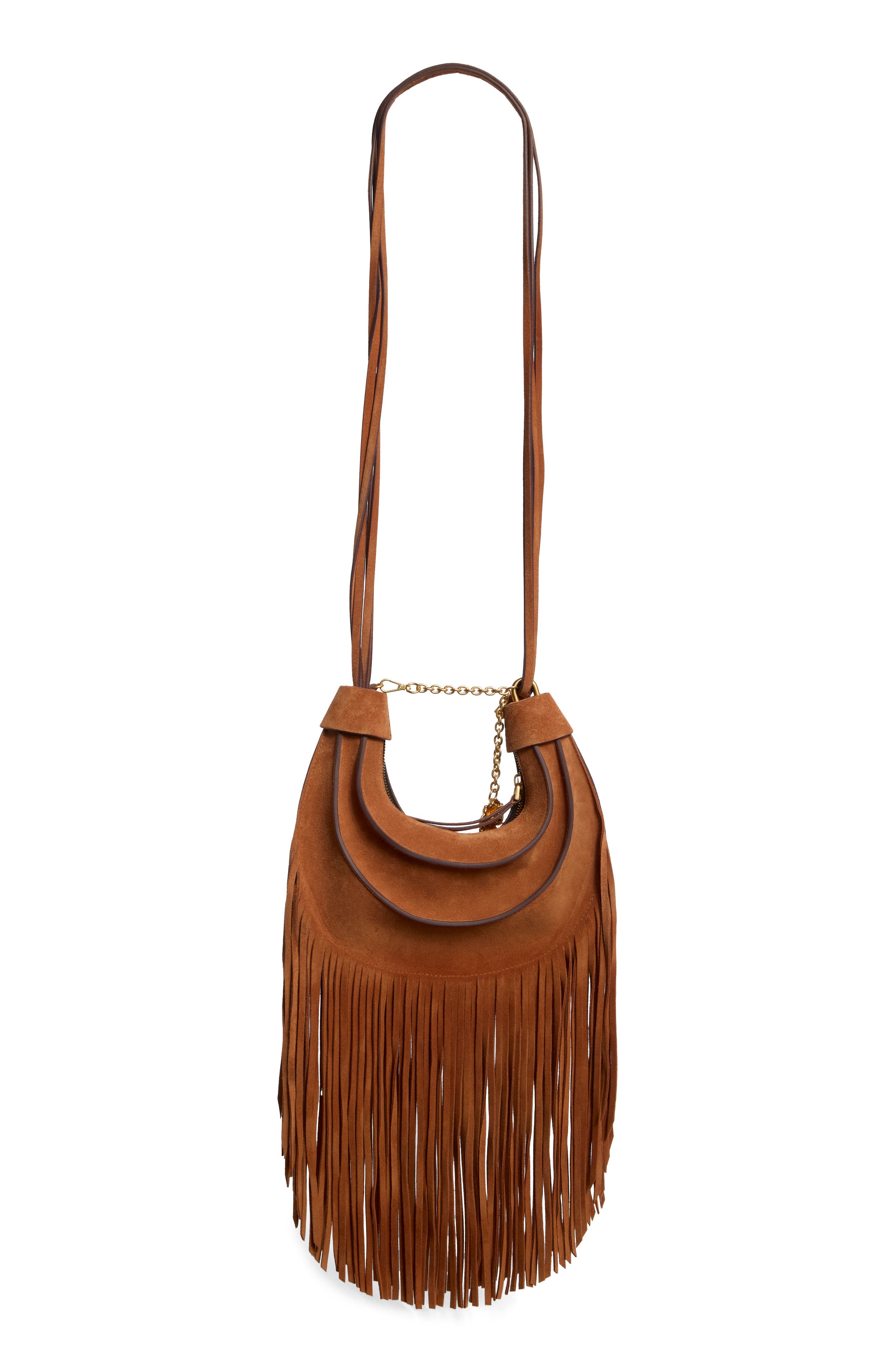 Fringe Leather Hobo Bag, Alternate, color, CUOIO