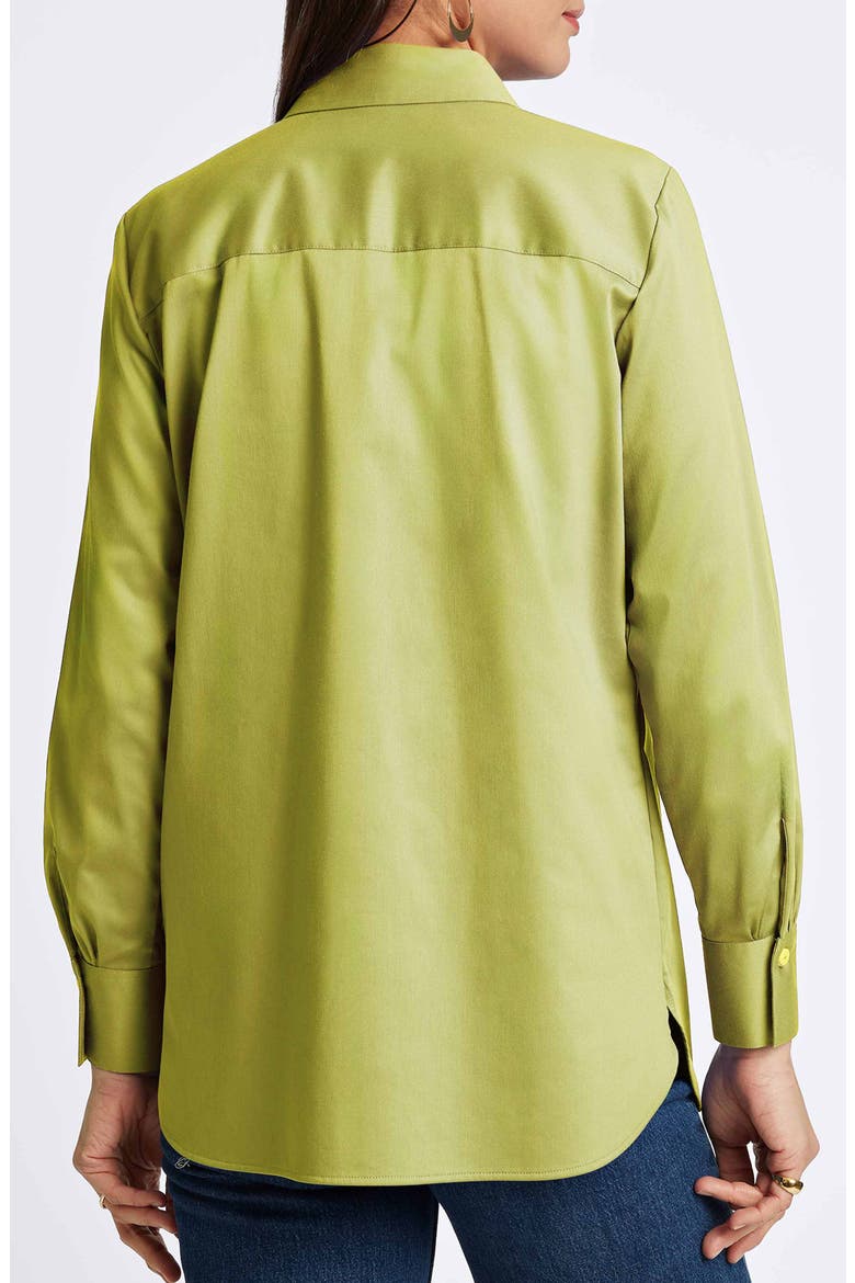 Layla Sateen Button-Up Shirt, Alternate, color, CHARTREUSE