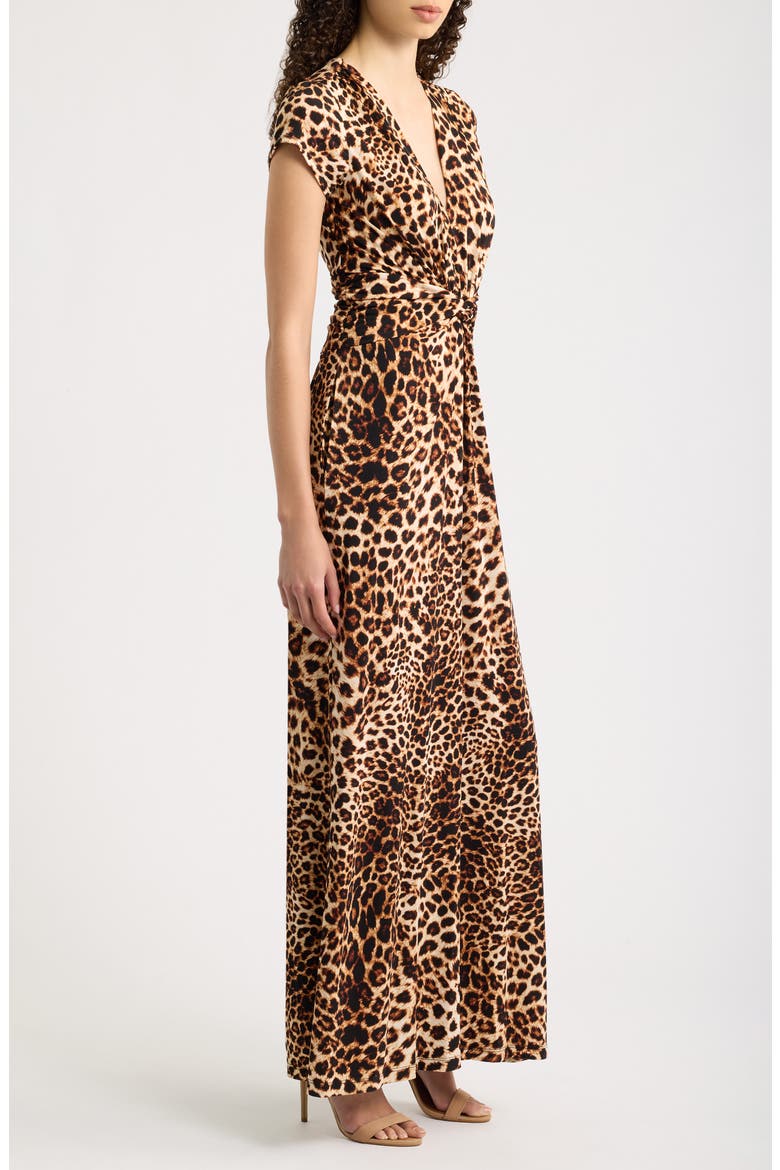 Twist Front Jumpsuit, Alternate, color, CHEETAH PRINT