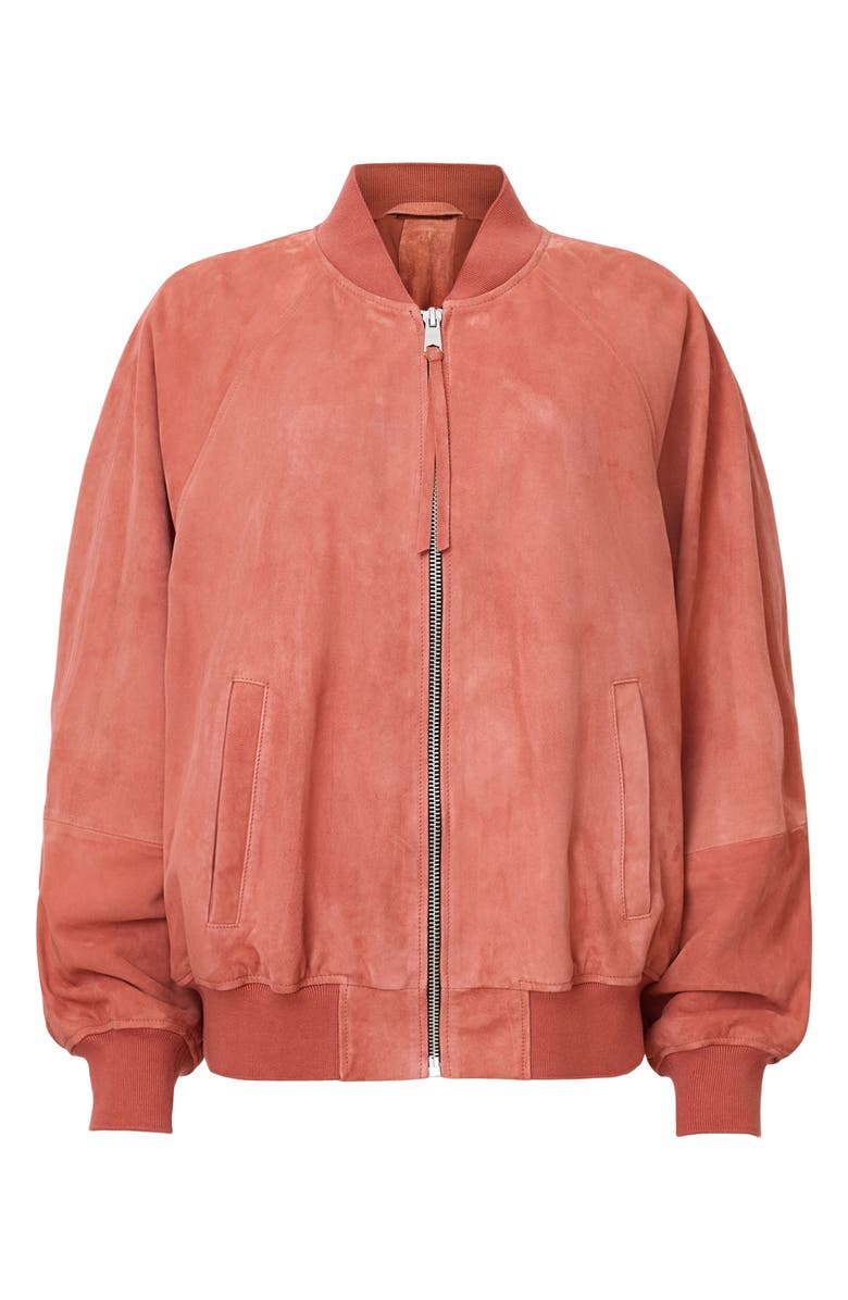 AllSaints Dana Suede Bomber Jacket, Alternate, color, 