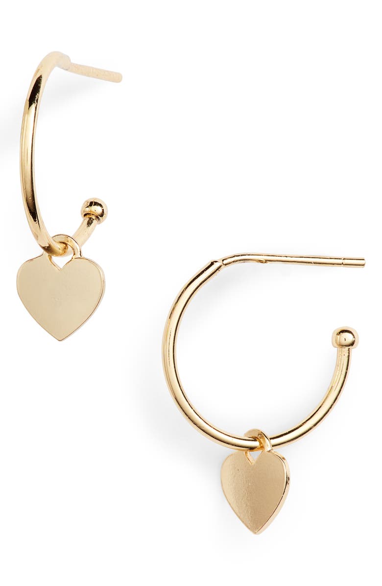 Estella Bartlett Heart Drop Hoop Earrings, Main, color,