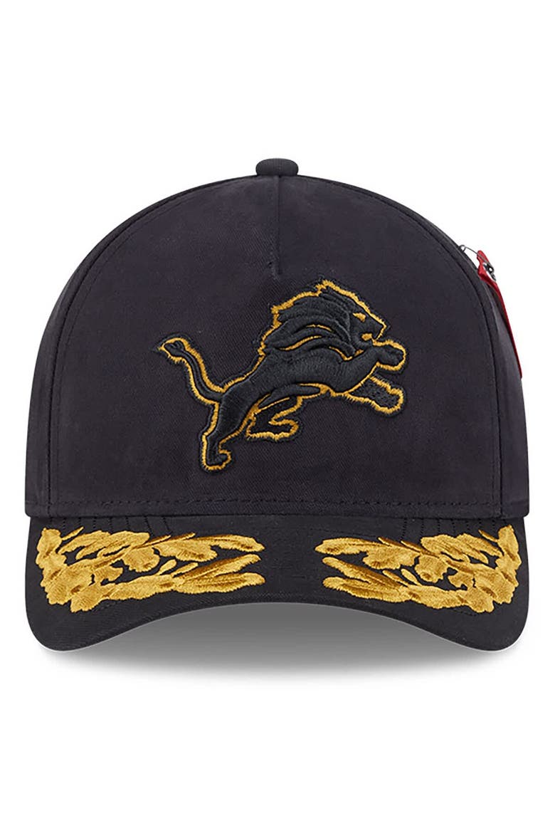 Men's New Era x Alpha Industries  Black Detroit Lions A-Frame 9FORTY Adjustable Hat, Alternate, color, Black