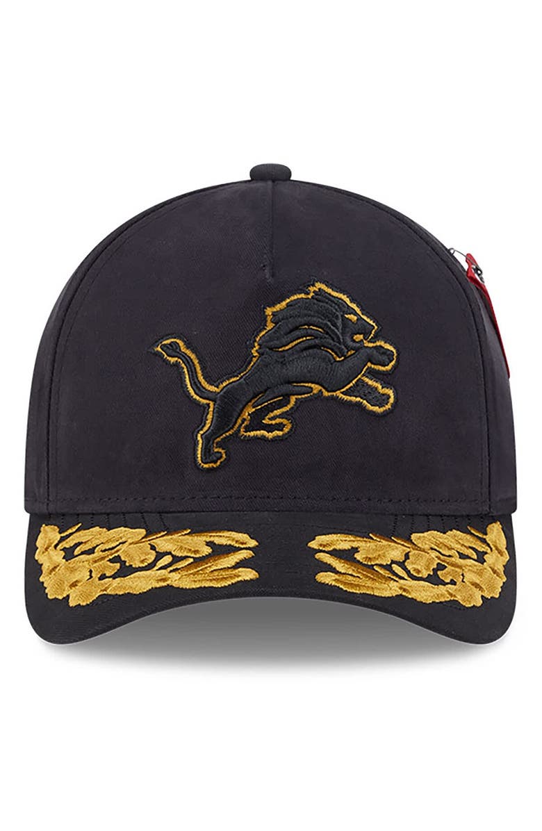 New Era x Alpha Industries Men's New Era x Alpha Industries  Black Detroit Lions A-Frame 9FORTY Adjustable Hat, Alternate, color, Black