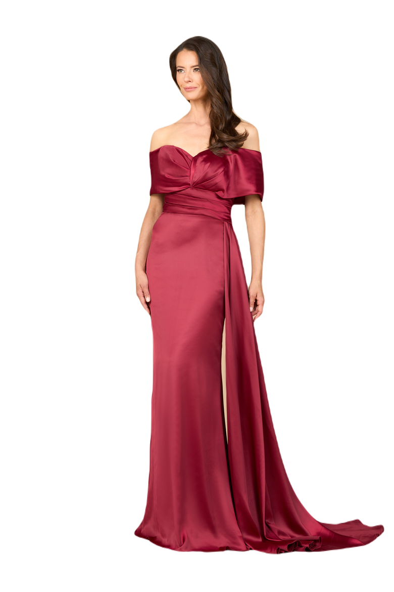 Off Shoulder Satin Dress, Main, color, Red