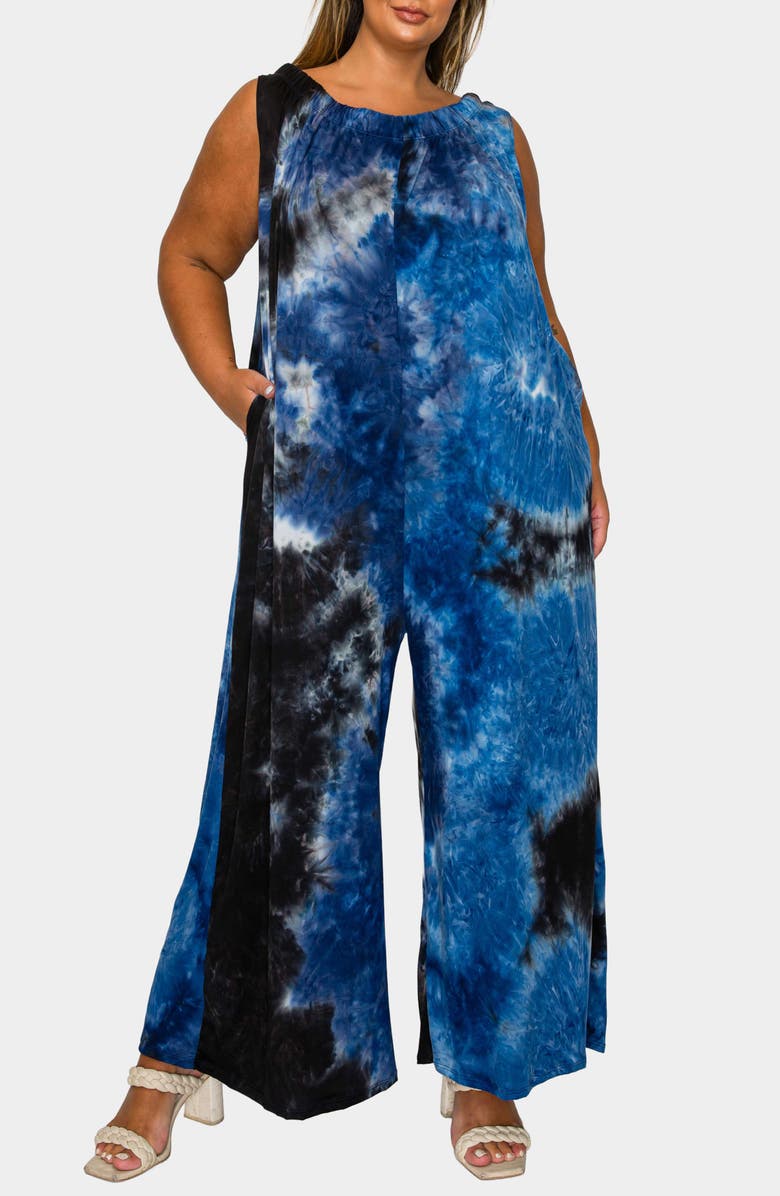 L I V D Pax Tie Dye Pocket Jumpsuit, Alternate, color, Navy Royal Grey