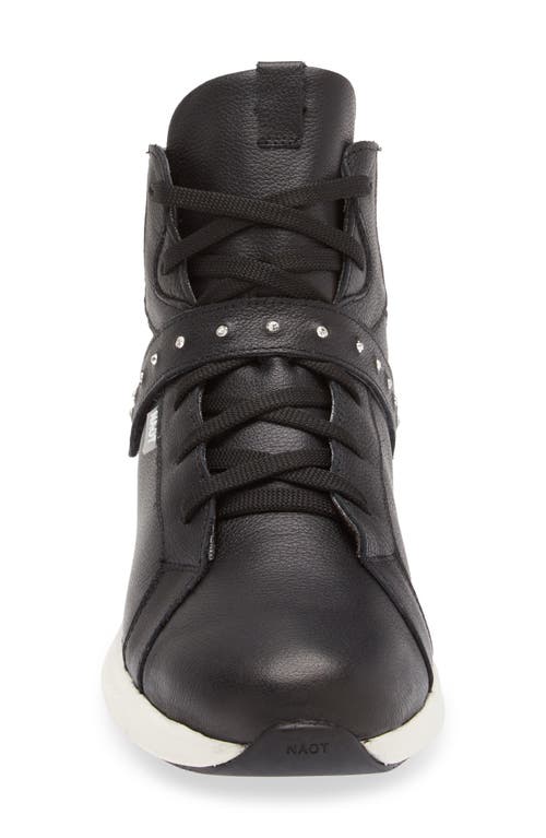 Naot Oxygen Crystal Strap High Top Sneaker In Soft Black Leather