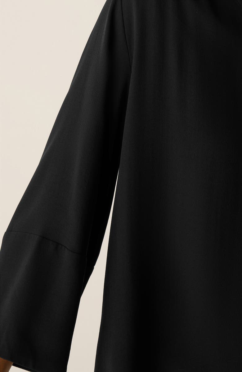 Eileen Fisher Lantern Sleeve Silk Top, Alternate, color, Black