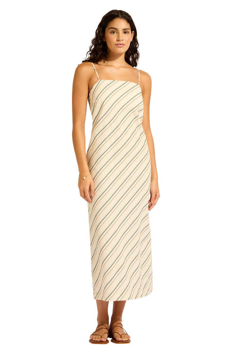 Seafolly Bias Cut Cover-Up Midi Dress, Alternate, color, Ecru