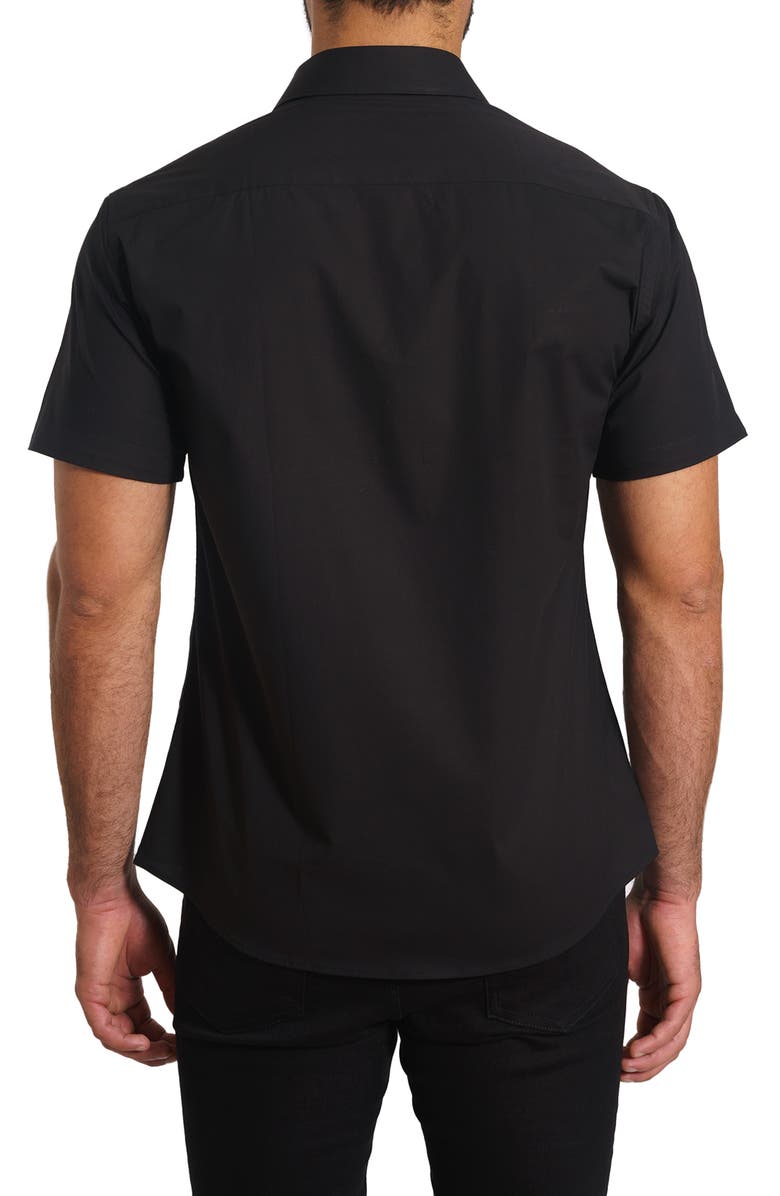 Jared Lang Trim Fit Solid Short Sleeve Button-Up Shirt, Alternate, color, Black