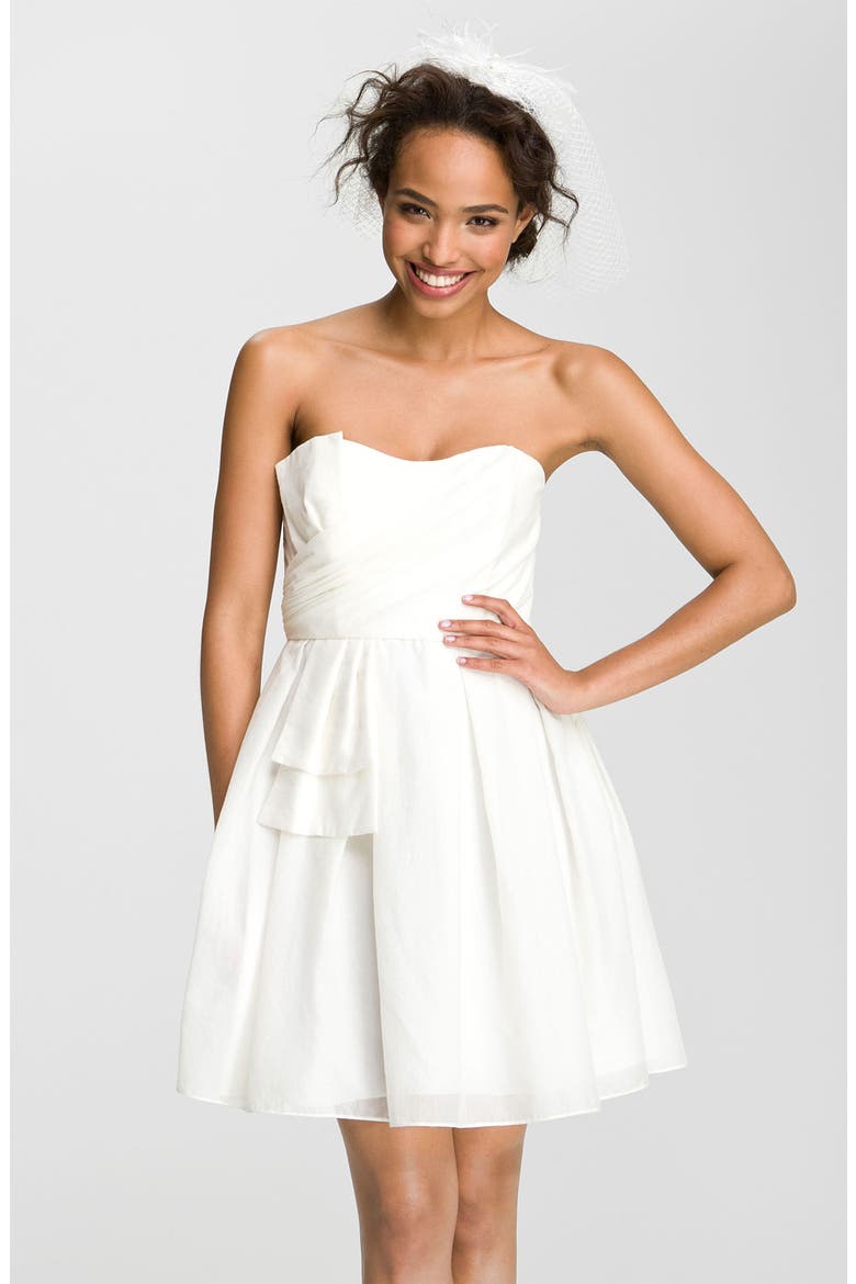 Sweetheart Neckline Bow Detail Dress, Main, color, WHITE
