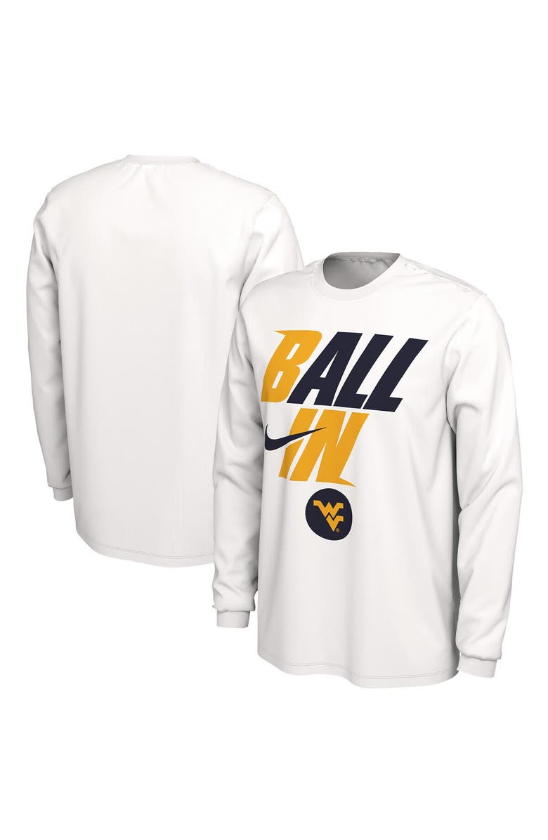 Nike Men's Nike White West Virginia Mountaineers Ball In Bench Long Sleeve T-Shirt, Main, color, 
