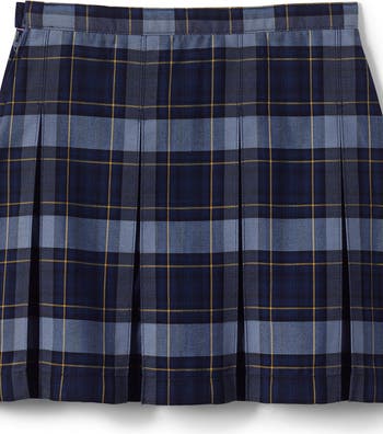 School Uniform Girls Plaid Box Pleat Skirt Top of the Knee