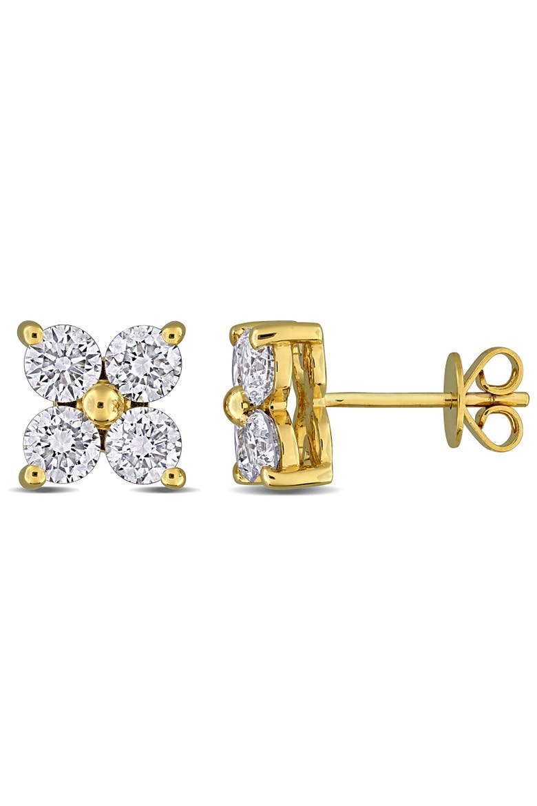 Lab-Grown Diamond Floral Stud Earrings 14k, Main, color, Yellow Gold