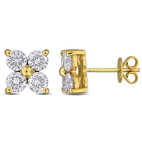 Lab-Grown Diamond Floral Stud Earrings 14k