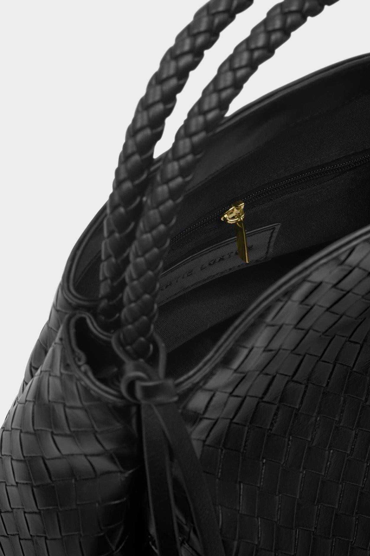 Katie Loxton Nova Woven Texture Top Handle Bag in Black, Alternate, color, Black