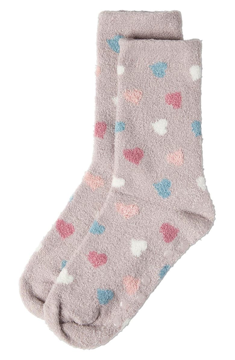 MeMoi All Over Hearts Lavender Infused Crew Socks, Alternate, color, Cement