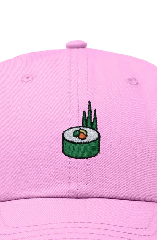 Shop Dalix Sushi Roll Embroidered Dad Hat In Light Pink