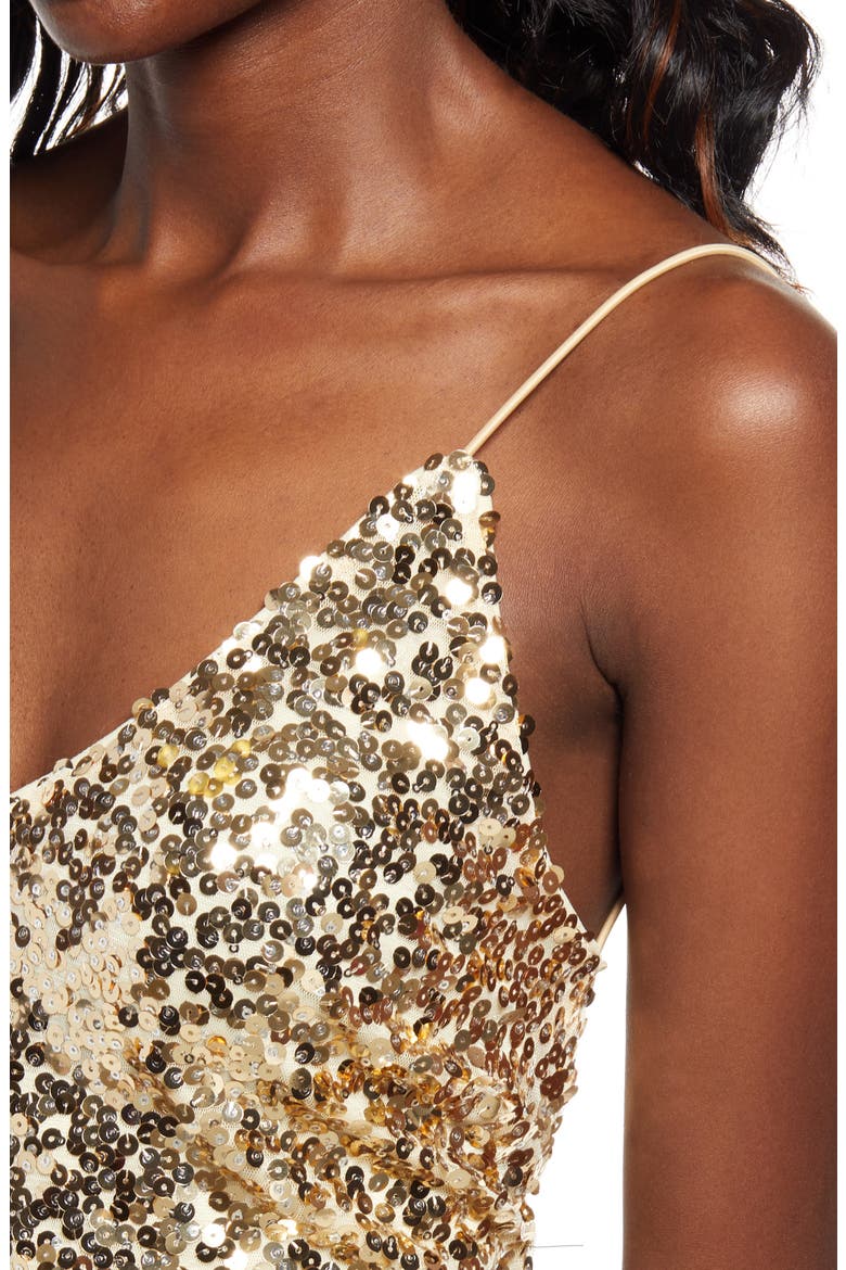 Force of Fashion Sequin Backless Minidress, Alternate, color, GOLD