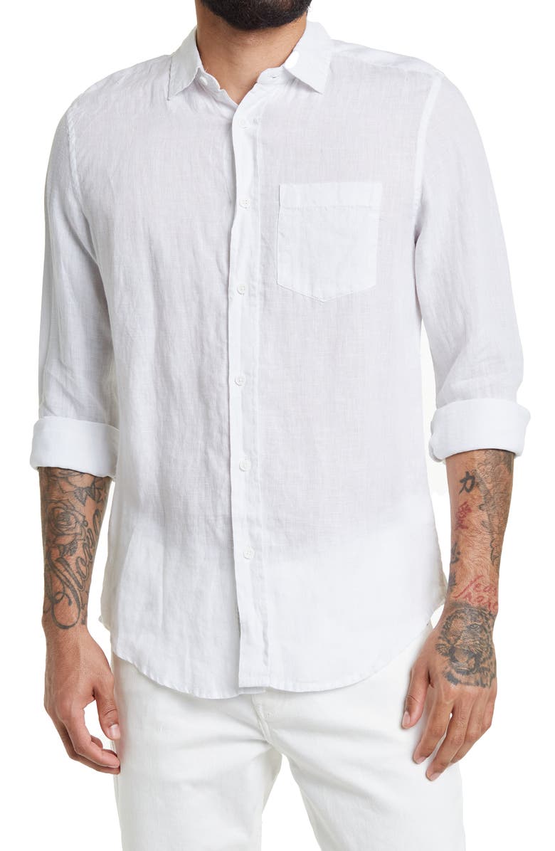 Report Collection Woven Regular Fit Linen Shirt, Main, color, 