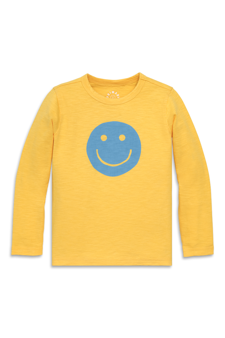 Kids Long Sleeve Happy Face Tee in Sunflower Happy Face, Main, color, Sunflower Happy Face