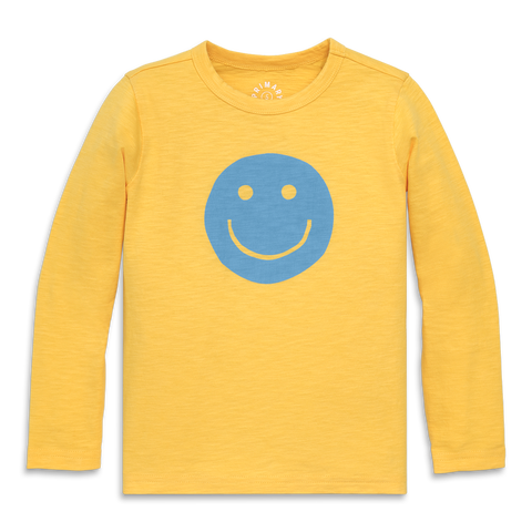 Kids Long Sleeve Happy Face Tee in Sunflower Happy Face