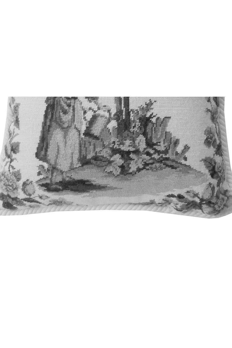 Colonial Williamsburg Black Toile Needlepoint Accent Throw Pillow, Alternate, color, black
