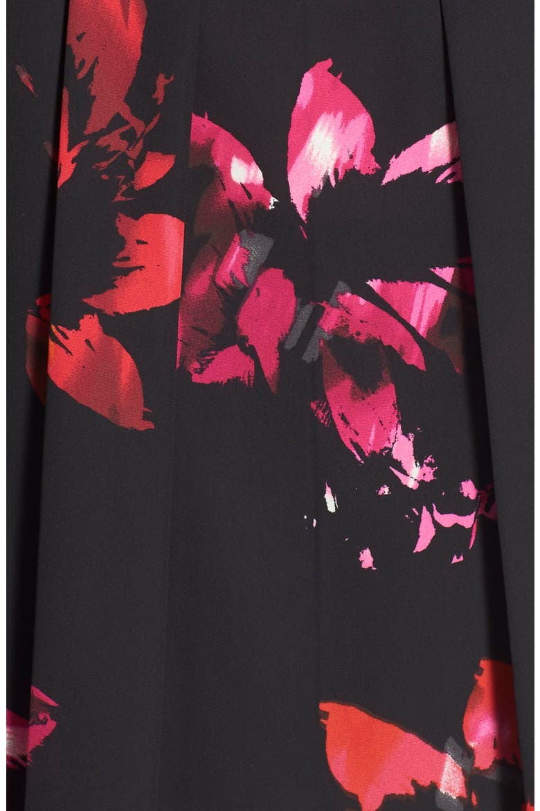 Pleat Sleeve High/Low Floral Blouse, Alternate, color, RICH BLACK
