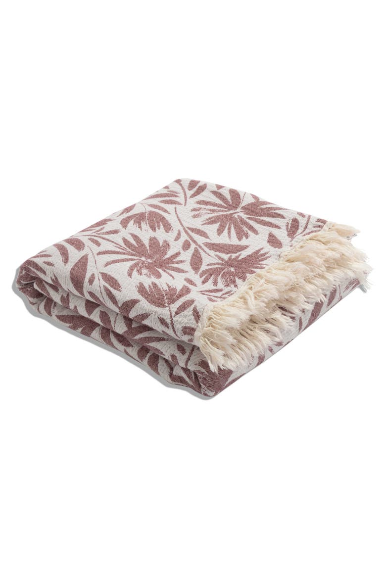 Whimsical Flower Organic Reversible Muslin Blanket, Alternate, color, Burgundy