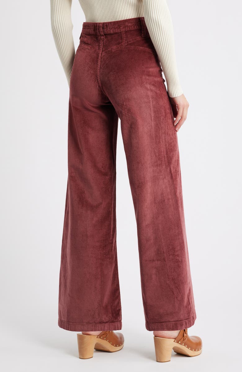 Free People Kellee High Waist Wide Leg Corduroy Palazzo Pants, Alternate, color, Brick Wall