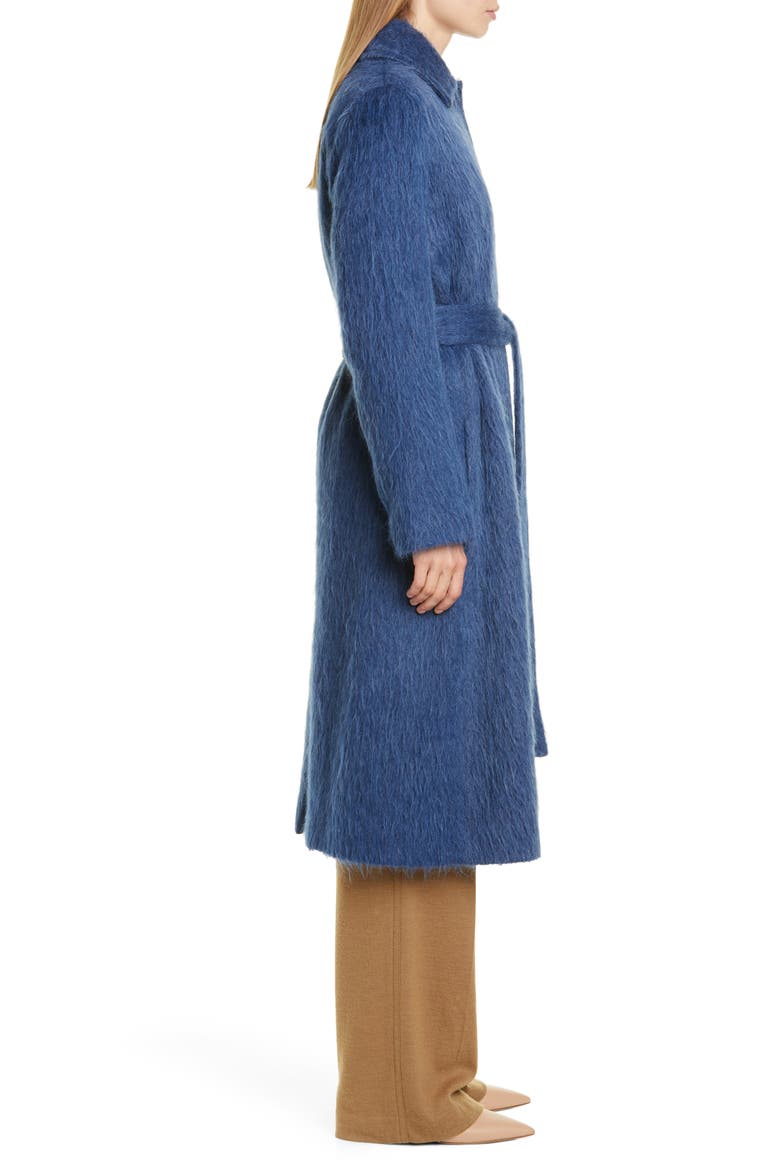 Tie Waist Wool Blend Coat, Alternate, color, DARK AZURITE