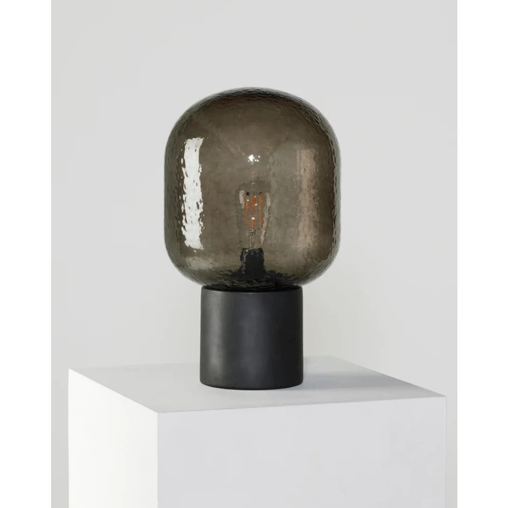Brightech Bruce 16" Led Table Lamp With Cement Base And Textured Glass Dome In Classic Black