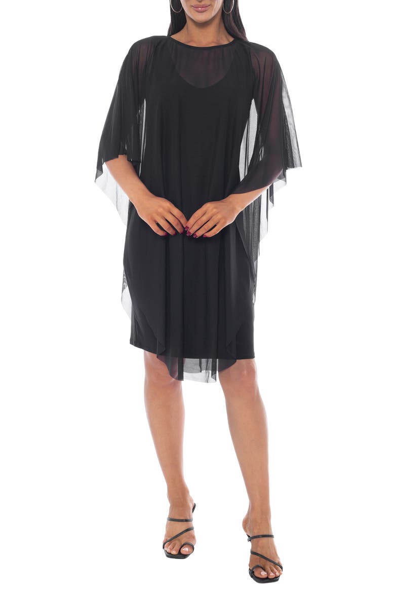 Sheer Overlay Minidress, Main, color, BLACK