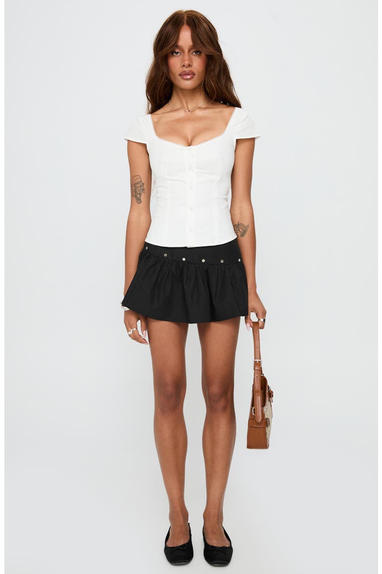 Transcendence Fitted Cotton Button-Up Top, Alternate, color, WHITE